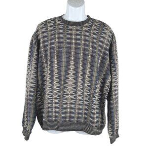 Jhane Barnes Sweater Top Mens Large Abstract Multicolored Cotton Blend FS-1488